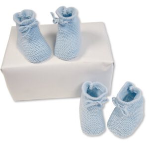 Baby Slofjes gebreid 0-3 mnd licht blauw